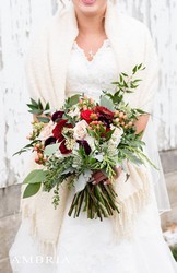 Burgandy and white winter wedding bouquet  from Pennycrest Floral in Archbold, OH