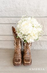 White Babies Breath and Rose Bridal Bouquet  from Pennycrest Floral in Archbold, OH