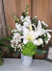 Green & White Sympathy Arrangement from Pennycrest Floral in Archbold, OH